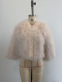 Faux fur short jacket, light pink — wholesale