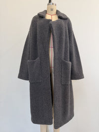 100% wool long knit coat, charcoal grey — wholesale
