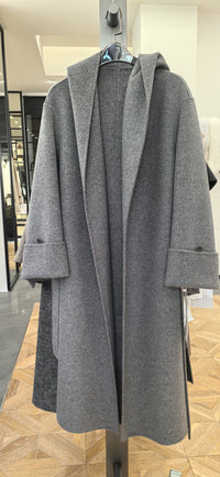 Double face 100% cashmere long coat, grey — wholesale